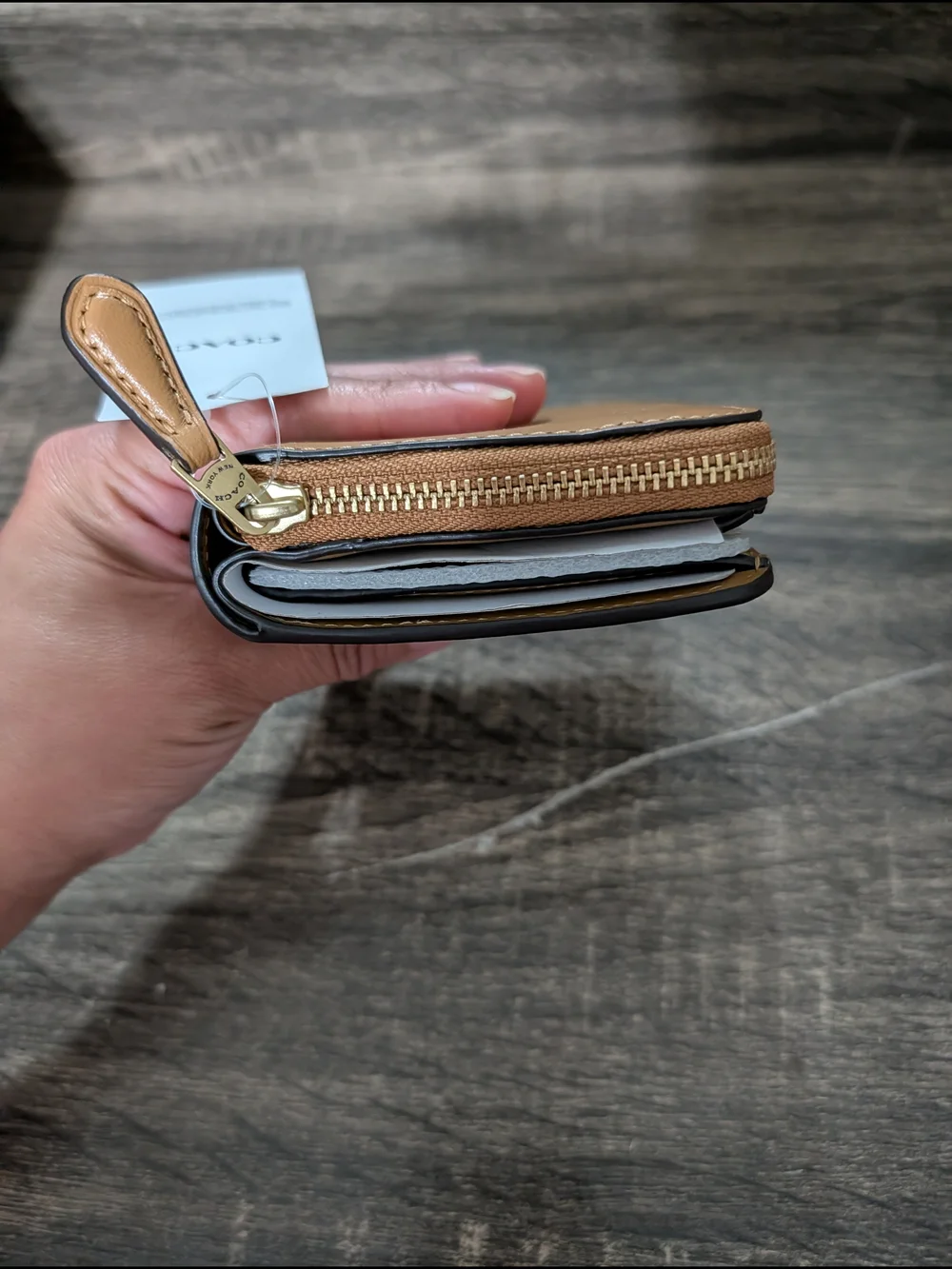 Coach Zip Wallet in Saddle Brown